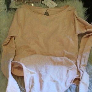 New! Free People peachy cream ribbed bodysuit